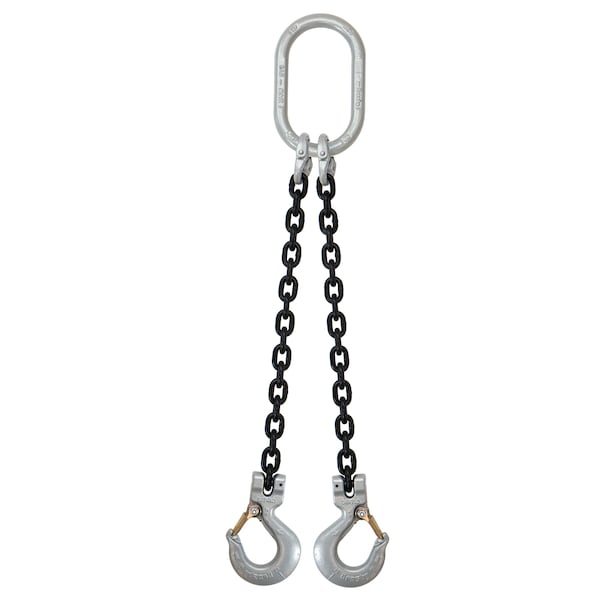 3/4" x 10' - Crosby 2 Leg Chain Sling w/ Sling Hooks - Grade 100